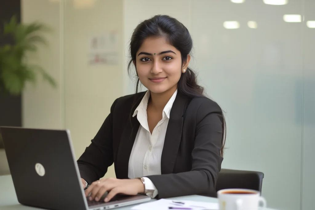 Commerciale souriante découvrant le logiciel ProspectPhoning lors d'une démonstration en visioconférence