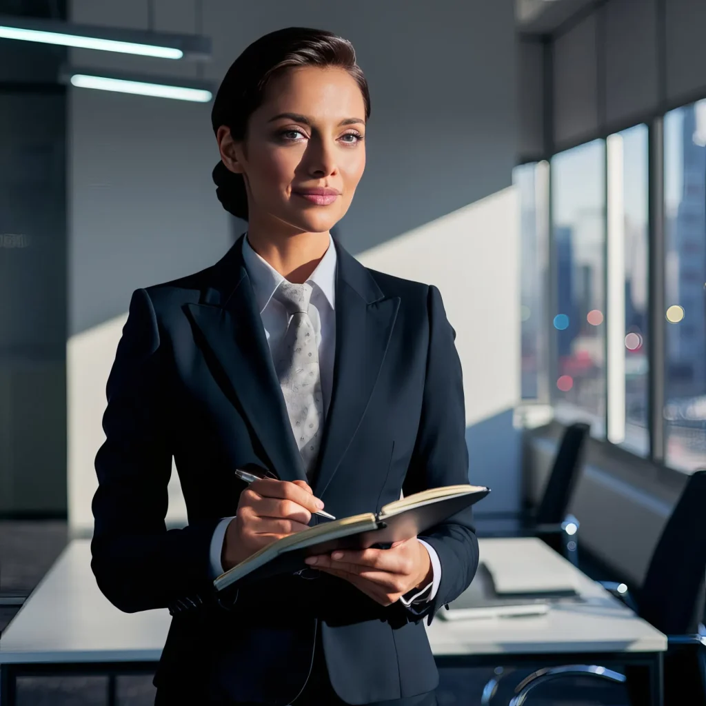 Responsable commerciale préparant sa campagne de prospection dans son carnet
